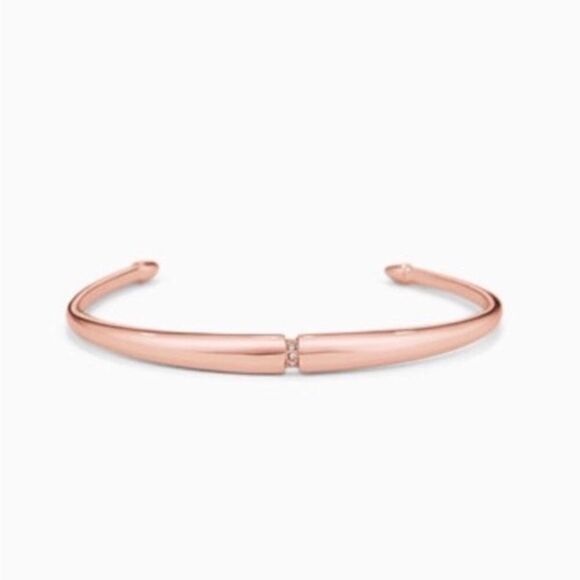 Stella & Dot Pave Inset Rose Gold Cuff Dainty Minimalist understated Elegant - Picture 1 of 8